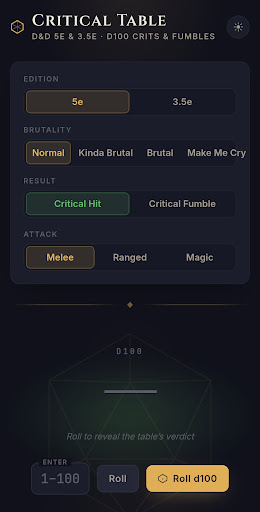 Crits & Fumbles app screenshot