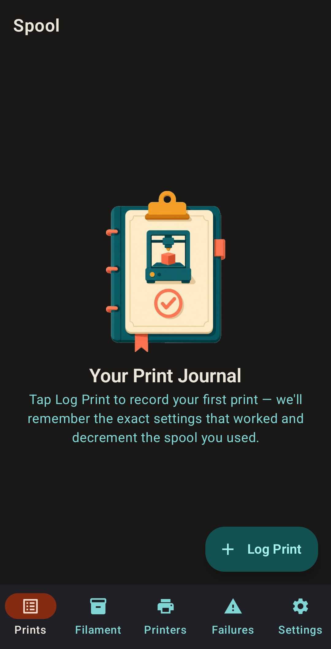 Spool: 3D Print & Filament Log screenshot